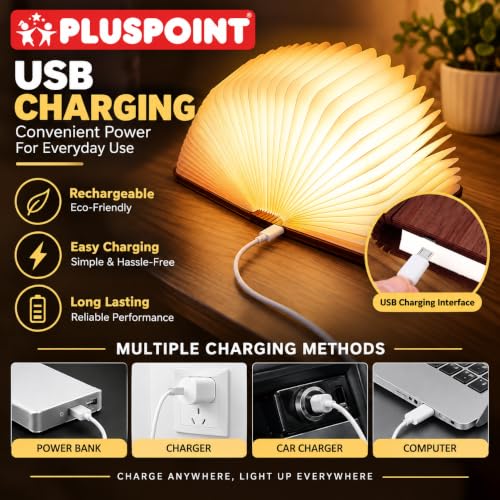 Buy PLUSPOINT Foldable Book Lamp Wooden Paper LED Mood Light, USB Rechargeable Night Light, Bedside Wooden Table Lamp, Home Decor, Office Gift for Book Lovers Online at Low Prices in India - Amazon.in - Image 8