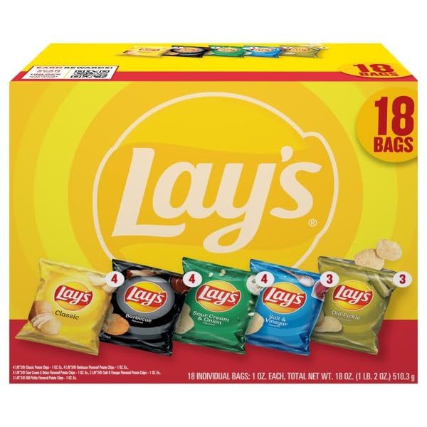 Frito Lay, Assorted Potato Chips, 18 Count