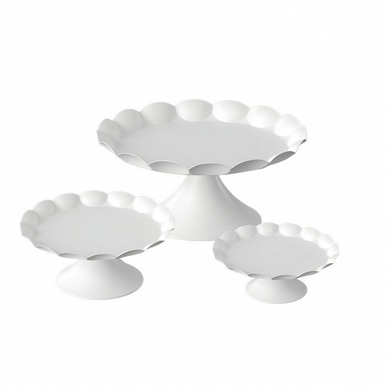Colcolo Présentoir à Desserts Plateau Gâteau Support Pâtisserie Serviteur Style Moderne en Fer Forgé avec Plateau Peu Profond et Rebords en Pétales pour Mise , Blanc