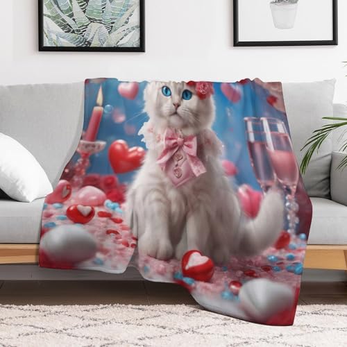 Couverture chat mignon en flannel haut de gamme avec impression 3D relief durable - 3