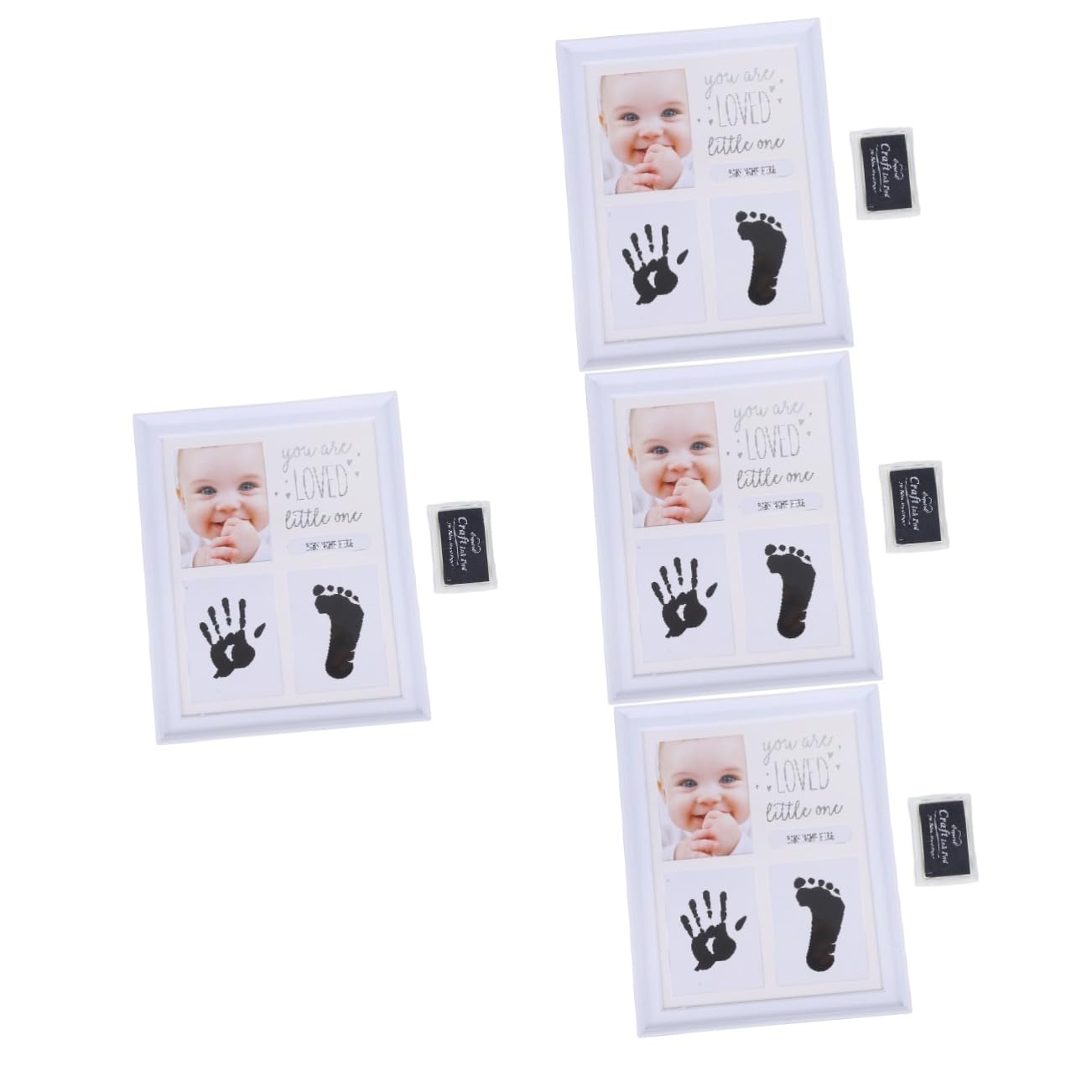 Toyvian 4 sztuki na zdjęcia Oh odcisk dłoni rzeczy chłopiec odkrywanie ogłoszenia ciąży ogłoszenie imię baby shower pierwsze nadruki dla noworodka odzież dla niemowląt płeć ABS biała
