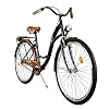 Milord. Comfortabele fiets met rugdrager, Hollandse fiets, damesfiets, 1 versnelling, zwart-bruin, 26 inch