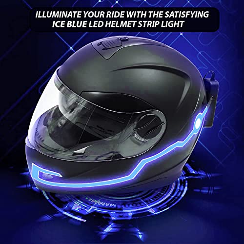 Image of AllExtreme EXTZ2PIB EL LED Helmet Light Strip with 3 Modes Flashing Night Bike Motorcycle Riding Signal Sticker (Ice Blue)