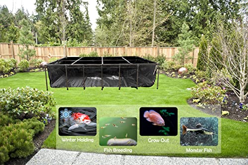 BOSWELL Aquarium Pool Pond with Transparent Clear Viewing Panel and Drain Valve, PVC Canvas with Steel Frame for | Ponds | Fish Tank | Koi | Goldfish | Display Show Tank (750 Gal-Black)