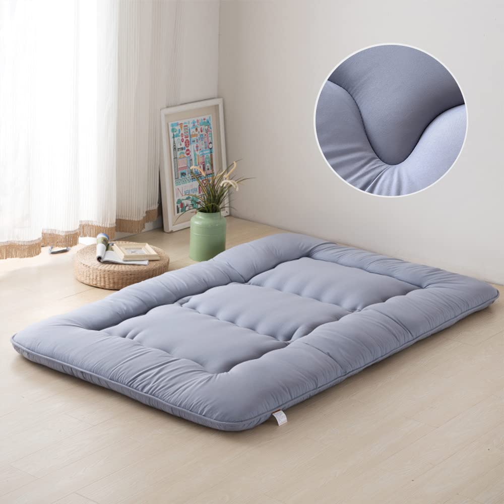 Amieron Matelas Futon Japonais Pliable Tatami - Épais Confortable 150x200 Cm Khaki Plaid - Sol Chambre Salon Dortoir