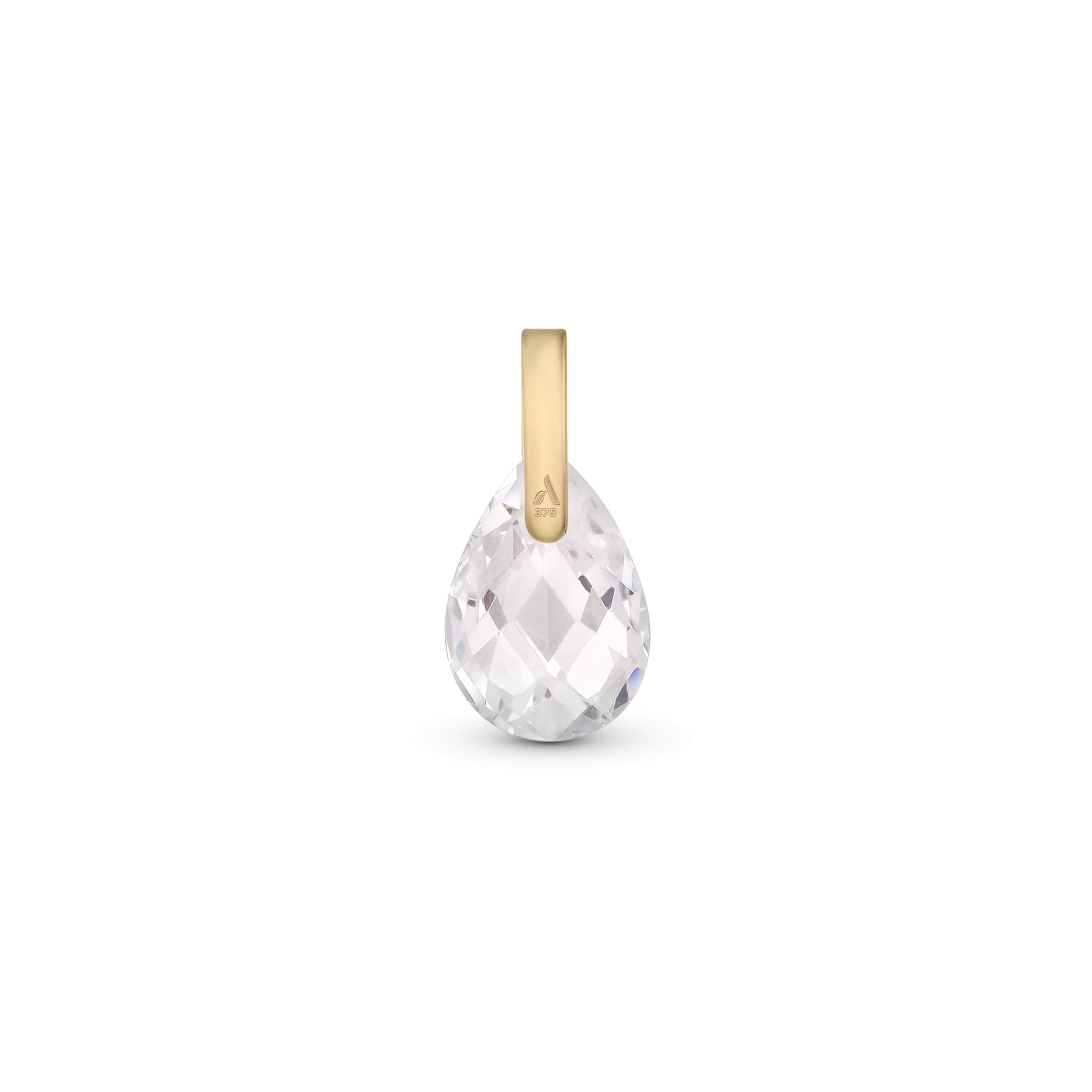 Amberta Ciondolo Donna in Oro 9 Carati | Punto Luce Con Zircone | Senza Collana