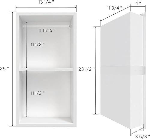 Miniatura 3 de Odass  Niche de ducha  25 18 pulgadas x 13 14 pulgadas  No necesita azulejos  Niche rectangular de acero inoxidable  Organizador de estante