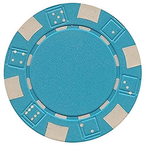 DA VINCI 50 Clay Composite Dice Striped 11.5 Gram Poker Chips, Light Blue
