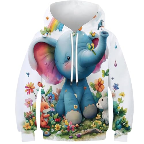 Sweatshirt éléphant 3D vêtement imprimé cadeau parfait famille 11-13 ans