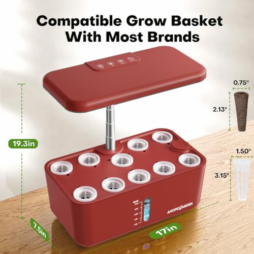 Image of Ahopegarden Hydroponics Growing System: 10 Pods Indoor Herb Garden with LED