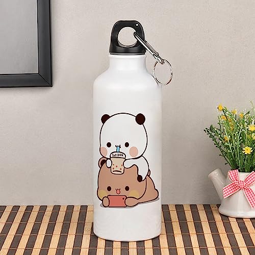 Image of Bubu Dudu Love Gift for Birthday /Anniversary Sipper Water Bottle Aluminium with Coffee Mug, Wooden Keychain Combo Pack NMSK (Multicolor)