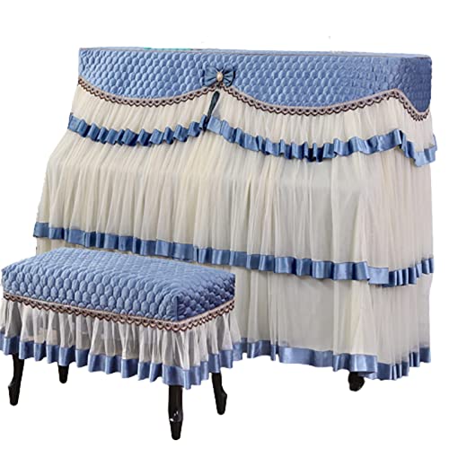 Klavierabdeckung Full Cover Upright Piano Cover Für Upright Piano Cover Bank Cover (Normal + Single,Blau) thumbnail
