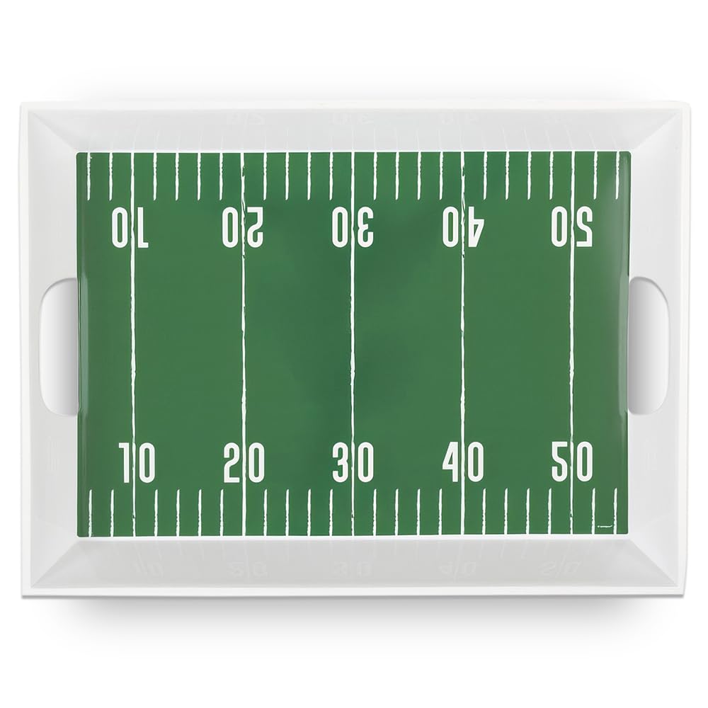 Grand plateau en plastique football vert rectangulaire 36,8 x 50,2 cm