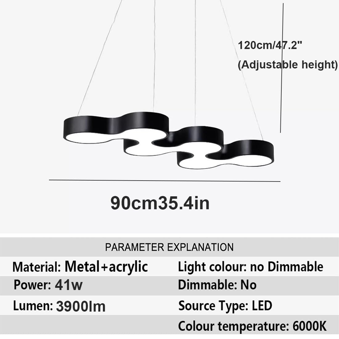 Oświetlenie Biurowe LED Nowoczesna Lampa Wisząca 6000K Bez Możliwości Ściemniania Kreatywna Lampa Wisząca Do Siłowni Nowoczesny Żyrandol Przemysłowy Do Komercyjnej Jadalni, Sali Bilardowej