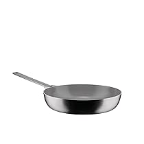 Alessi Convivio DC114, 28 – Padella Alta a Manico Lungo in Trilamina, Adatta a Induzione, in Acciaio Inossidabile e PVD, Rivestimento Interno Antiaderente Ceramico, 28 cm, Satinata