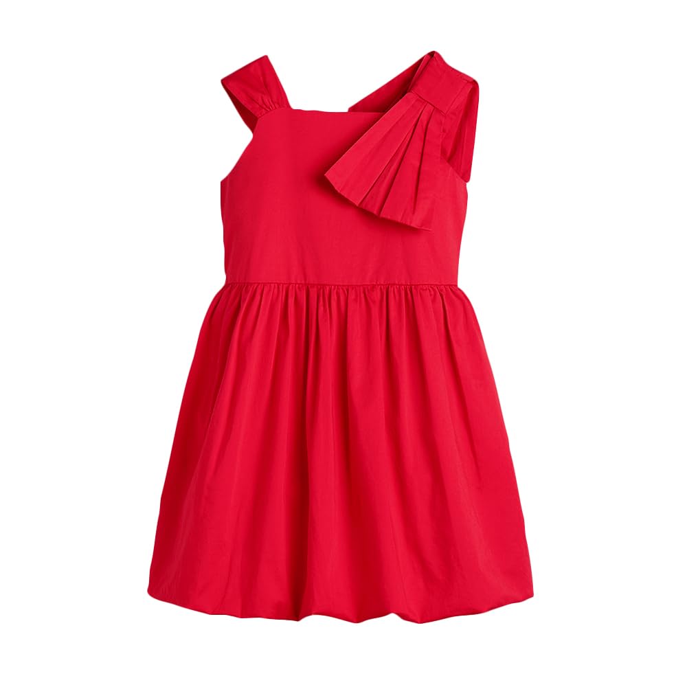 Hopscotch Girls Knee Length Solid Party Dress in Red Color Hopscotch Girls Knee Length Solid Party Dress in Red Color