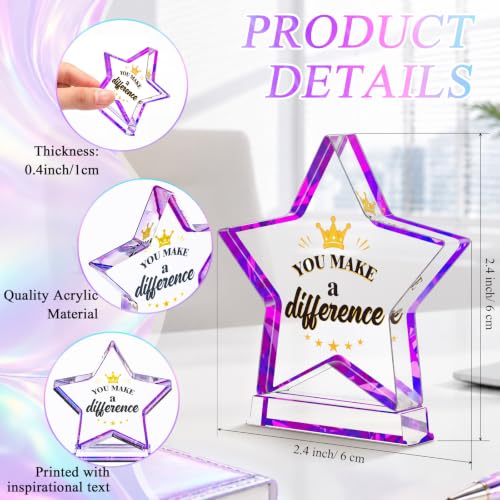 Treela Employee Appreciation Awards Gifts Bulk Small Acrylic Trophies Mini Thank You Plaque Gifts for Recognition Adults Students Classroom Office Graduation Decoration (18, Iridescent) - Image 2