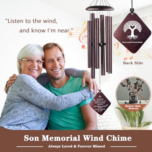 Image of Memorial Wind Chimes for Loss of Son, 32 inch Sympathy Wind Chimes in Memory of Son