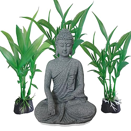 Image of Livelyfish Asian Stone Buddha Figurines for Aquarium Zen Garden Fish Tank Statue Decorations Mini Stone Buddha Zen Garden Sculptures Decor,Gift