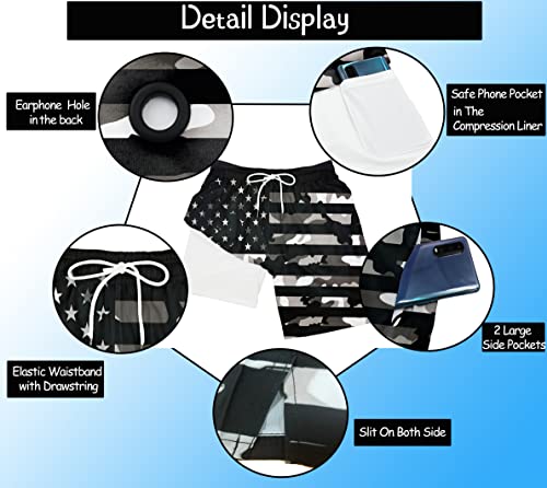 Black American Flag Shorts Men's Swim Trunks with Compression Liner Patriotic Camouflage Men Swimming Trunks Bathing Suits4