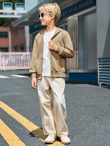 Haloumoning Boys Zip Up Hoodie Sweatshirt Kids Long Sleeve Fleece Sweatshirts with Kangaroo Pockets 5-14 Years4