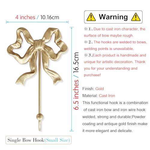 Image of Single Bow Hook,Gold Cast Iron Hook,Size(S):4.1x6.5 inches