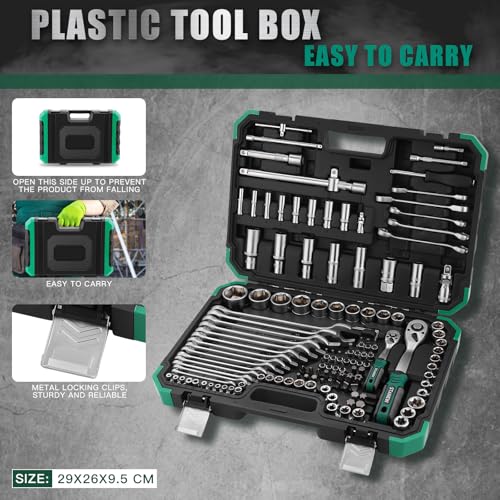 Stanew 131 Piece Professional Socket Set 1/4" and 1/2" CR-V, 2 Double Ratchet Wrench + 3 Double Open End Ratchet Wrench, Custom Boxes 5 Stanew 131 Piece Professional Socket Set 1/4" and 1/2" CR-V, 2 Double Ratchet Wrench + 3 Double Open End Ratchet Wrench, Custom Boxes - Image 5