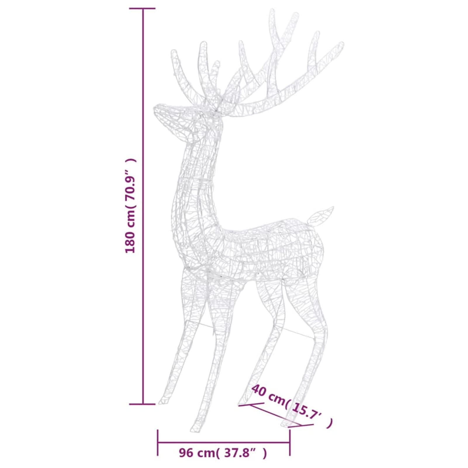 ShGaxin Rentier Weihnachtsdeko, Rentier Weihnachtsdeko, Rentier Außen, Rentier Beleuchtet Aussen, Weihnachts Außen, XXL Acryl 250180 cm Mehrfarbig