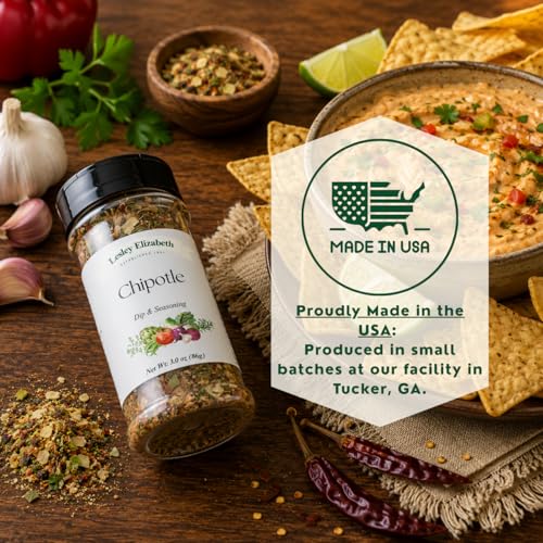 Image of Lesley Elizabeth Chipotle Dip & Seasoning - Smoky Chipotle Spice Blend for Dips, Chicken, Beef & Veggies | Gourmet All-Purpose Grill & Cooking Seasoning
