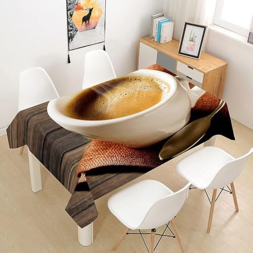 Aozhiswe Mantel Antimanchas Rectangular Café Caliente Mantel de Mesa Tablero de Madera Antiguo 140x260 cm Manteles Impermeable Poliéster Protector Comedor para Interior Exterior a/1748