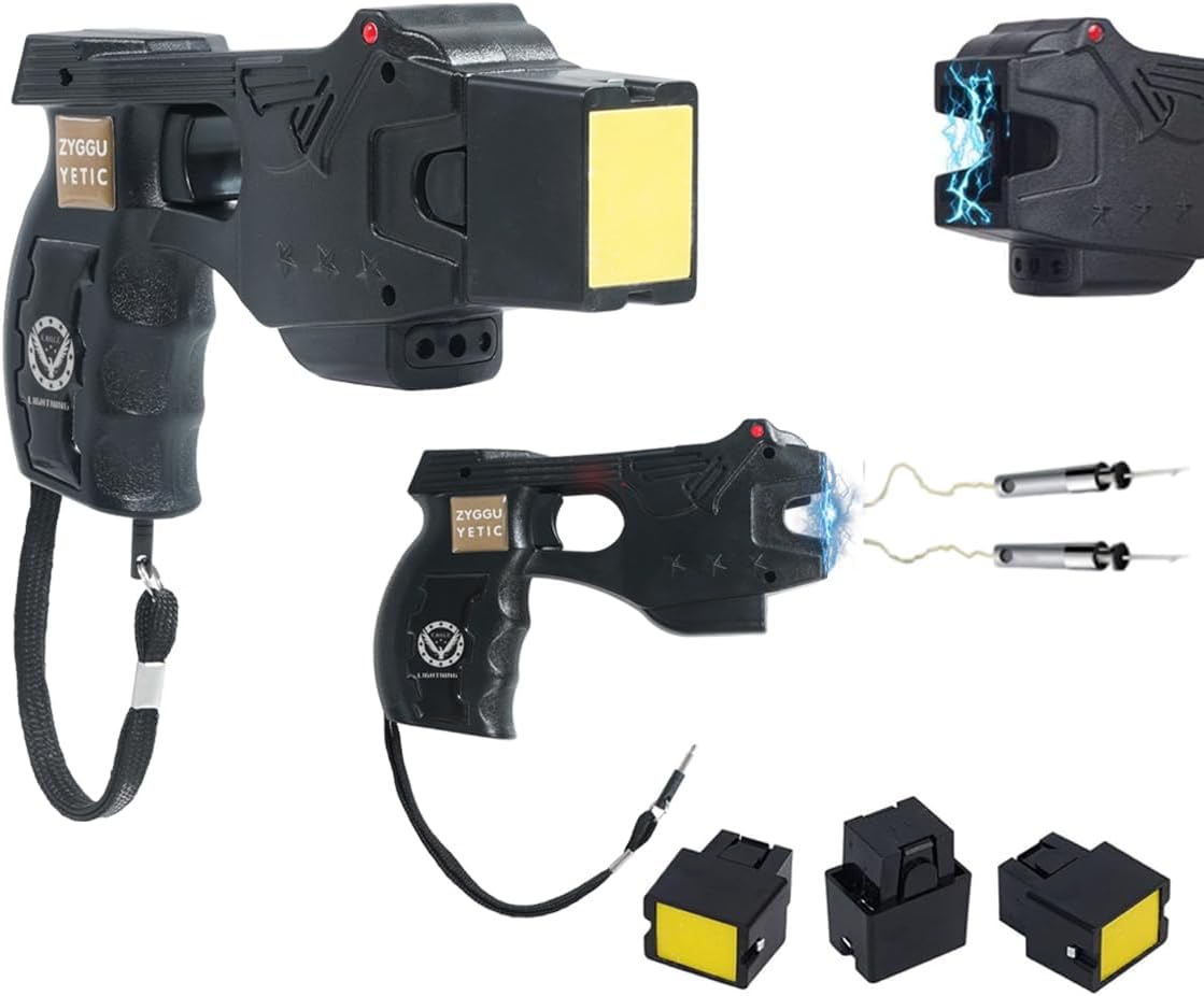 Stun Gun for Self-Protection Compact & Heavy Obligation Rechargeable with LED Flashlight,16.5 Foot Vary 1.80 µC Painful,Private Protecting Gadget for Ladies and Males