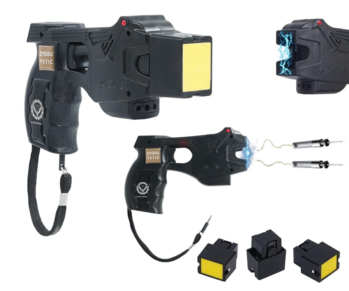Stun Gun for Self-Defense Compact & Heavy Duty Rechargeable with LED Flashlight,16.5 Foot Range 1.80 µC Painful,Personal Protective Device for Women and Men