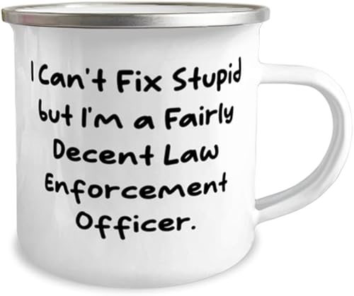 Miniatura 2 de Cute Law enforcement officer Gifts, I Can't Fix Stupid but I'm a Fairly, Appreciation 12oz Camper Mug For Friends, From Friends, Police, Gift ideas