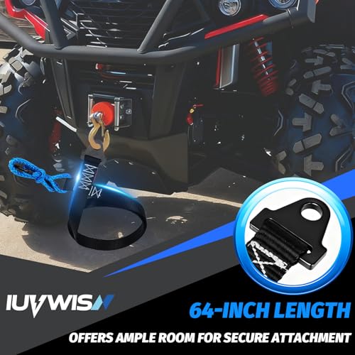 Image of 64in Plow Strap for ATV UTV Winch, Heavy Duty Snow Plow Lift Strap for Standard or Wide Winches, 3200lb High Tensile Strength