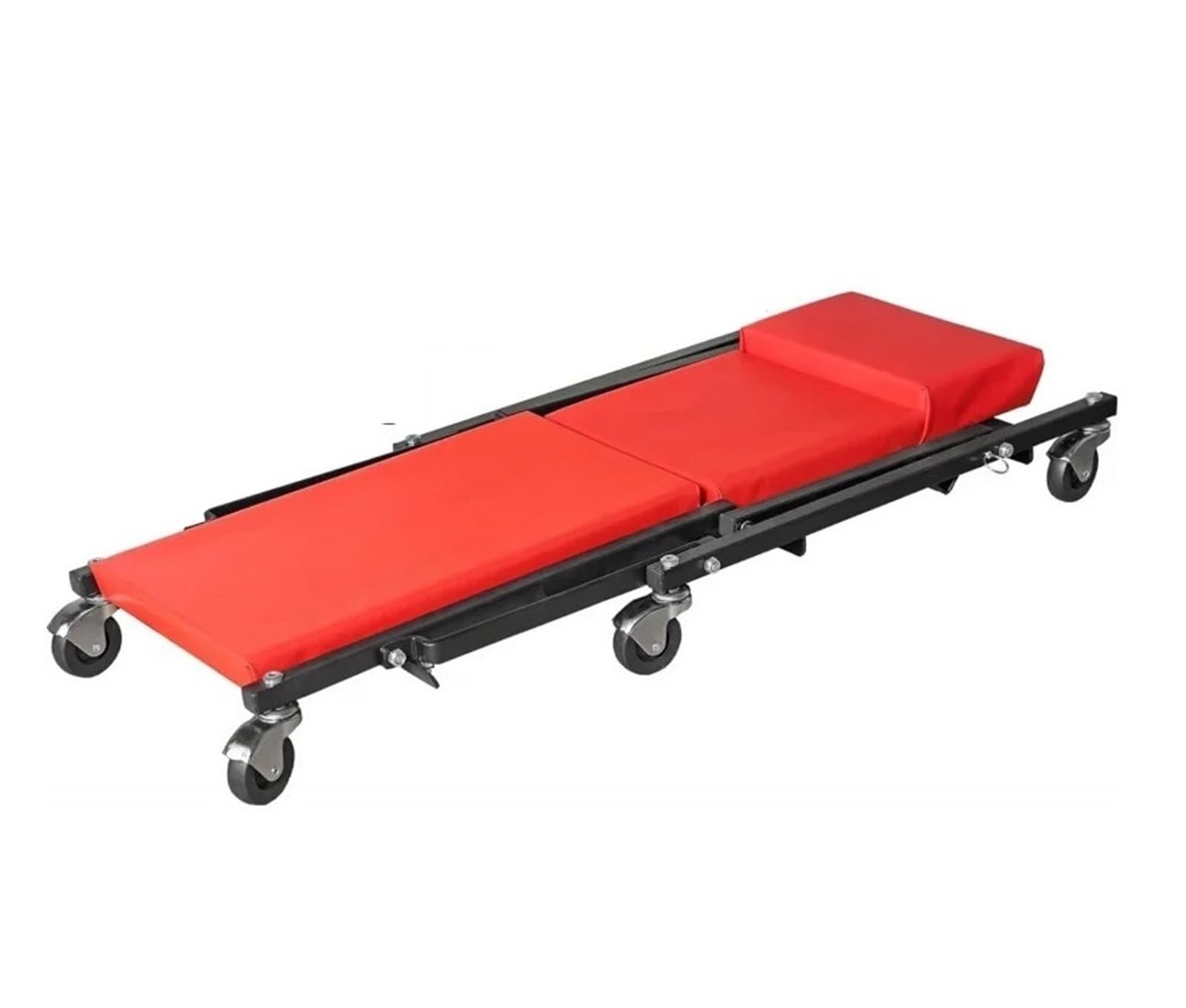 Fotel mechanika 36" składany, 2 w 1, garażowy, warsztatowy, leżanka do naprawy, 36" czerwony, nośność 300 funtów, z 6 kółkami, warsztatowy taboret