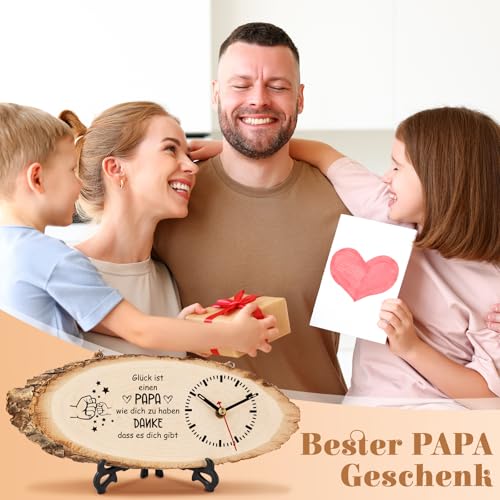 KAAYEE Vatertagsgeschenk für Papa, Holzuhr Vatertagsgeschenk, Papa Geschenk zum Vatertag Geburtstag Valentinstag, Geburtstagsgeschenk Ostergeschenk für Vater