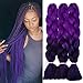Produktbild TESS 24" Braids Extensions Kunsthaar Crochet Jumbo Braids Synthetik Braiding Hair Ombre 1Pcs 100g/Bündel 60cm Lila Ombre Extensions