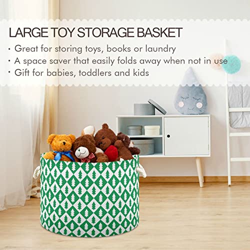 Kigai Fir-Trees Checkered Rope Storage Basket, Large Collapsible Laundry Hamper, Decorative Storage Baskets For Shelves, Bedroom, Nursery, Bathroom Organization (20X13.9 In) #TOP4