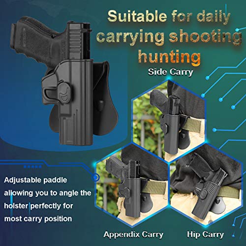 Owb Paddle Holster For Glock 17 19 19X 22 23 31 32(Gen 1 2 3 4 5),Airsoft Glock 17 19 - Index Finger Released,Adjustable Polymer Gun Holster,Open Carry Belt Holster,Fast Release - Right Handed #TOP4