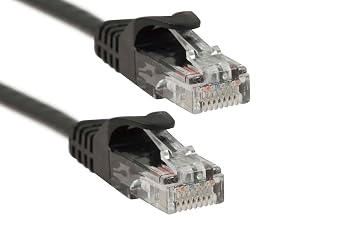 CablesAndKits Cat5e Ethernet Patch Cable 1ft Black Snagless EasyBoot | Pure Copper | UTP | Gigabit 1Gbps | T568B | RJ45 Network Cable | Short Ethernet Cord 1 Foot | PoE Compatible | UL Listed