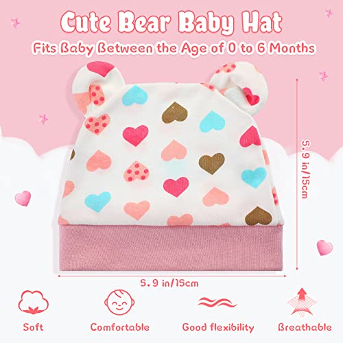 Geyoga 9 Pieces Newborn Baby Hat Bear Ears Infant Caps Baby Boy Girl Toddler Hats Beanie Caps, 2 Ears (Cute Style) Pink, White #TOP1