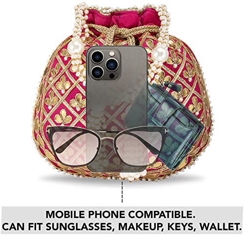 Image of Aheli Embroidered Potli Bag Gift for Women Handmade Ethnic Purse Evening Handbags Stylish Bridal Fashion Clutch Bag