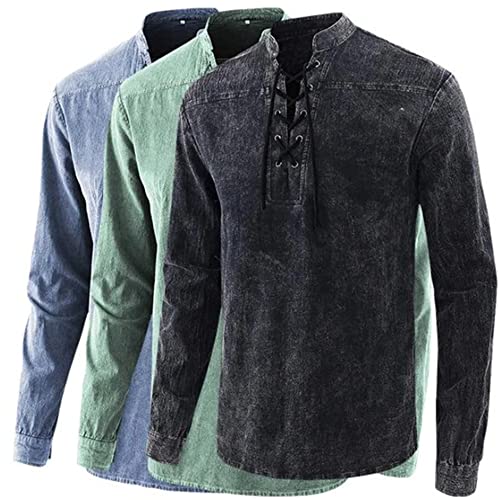 Chemise à lacets homme rétro en coton pour les journées détente en famille - 2