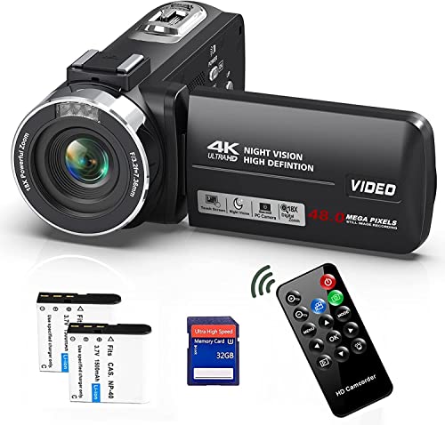 ✨ ビデオカメラ 4K 48MP 30FPS18X IRナイトビジョン付き Amazon | ビデオカメラ 4K 48MP 30FPS18Xデジタルズーム 外付け