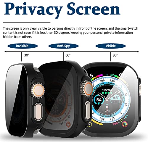 Miimall Case Compatible with Apple Watch Ultra 49mm Privacy Tempered Glass Screen Protector - Image 4