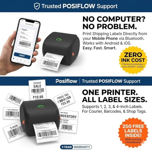 Image of Thermal Label Printer for Business Office Home | Inkless Thermal | Mobile, Desktop Compatible (ShipSmart (4-inch Smart Label Printer))
