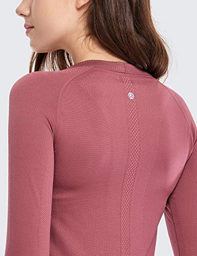 CRZ YOGA WCamisa de corrida esportiva sem costura feminina de mangas compridas esportivas respirável