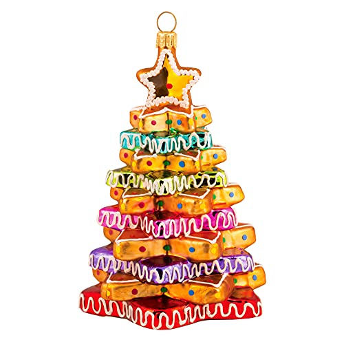 EBE443 Miss Christmas 2025 Collection Cute as Candy Gingerbread Blown Glass Christmas Tree Ornament (Gingerbread Tree)