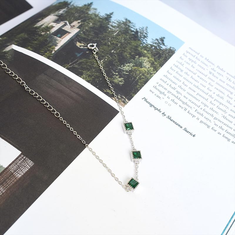 Dazzling Women's 14K Yellow Gold Bracelet, Green Emerald Adjustable Design, Dainty Fashion Jewelry for Her2