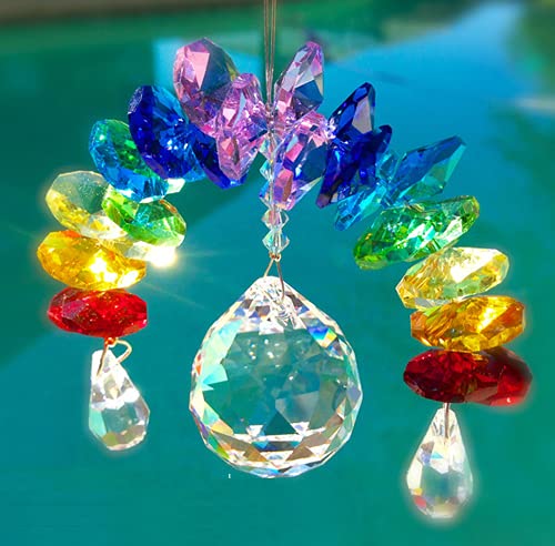 LIGHT WAVE Beautiful Sparkling Crystal Rainbow Sun-Catcher Ball Prism Pendant Hanging, Window, Garden, Balcony Hanging Ornament, Car Hanging (Model 27)-image-22